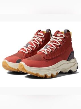 NWT Sorel Kinetic Breakthru Venture Mid Warp Red Waterproof Boots